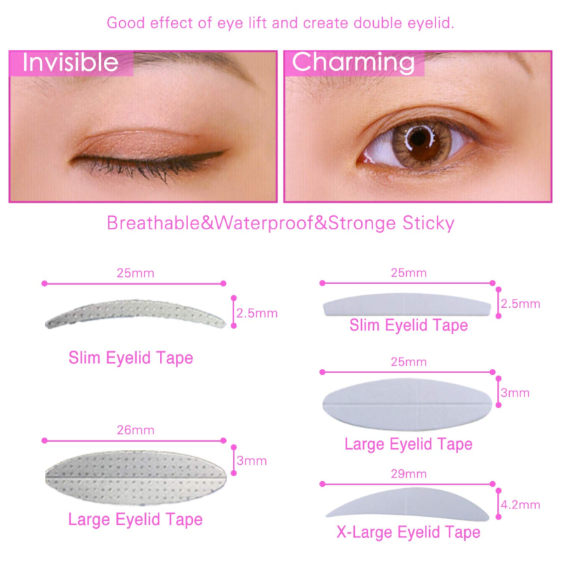 5 Packs Natural Invisible Single/Double Side Eyelid Tapes Stickers, Medical-Use