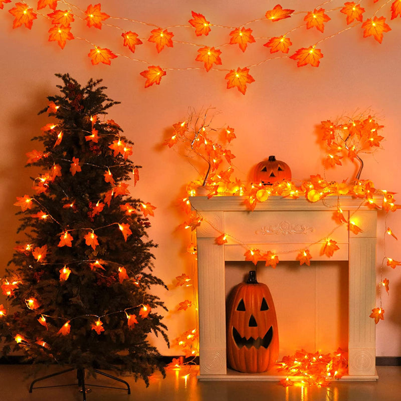 2 Pack Fall Decor Lights Battery Operated, Total 22 FT 40 LED Thanksgiving Light