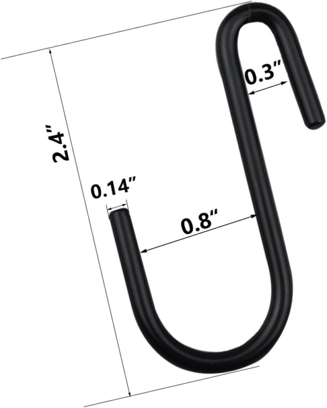 24 Pack Black S Shaped Hooks Small Hanging Hangers for Bathroom Bedroom Office K
