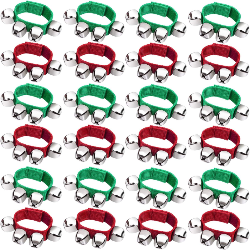 24 Pack Christmas Band Wrist Bells Bracelets Musical Instruments Wrist Bells Ank