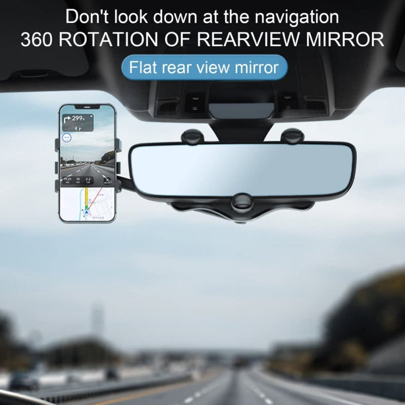360° Rotatable Rear View Phone Holder for Car, Swivel View and Retractable Rearv