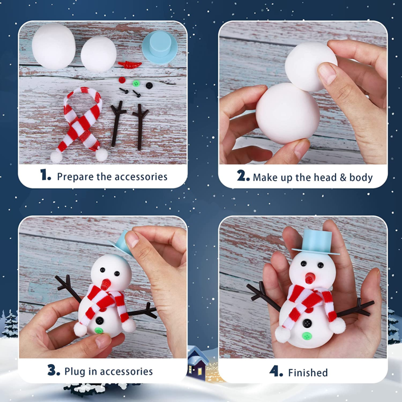 12 Pack Christmas Snowman DIY Kit Build Snowman Modeling Clay Toys Snowman Craft