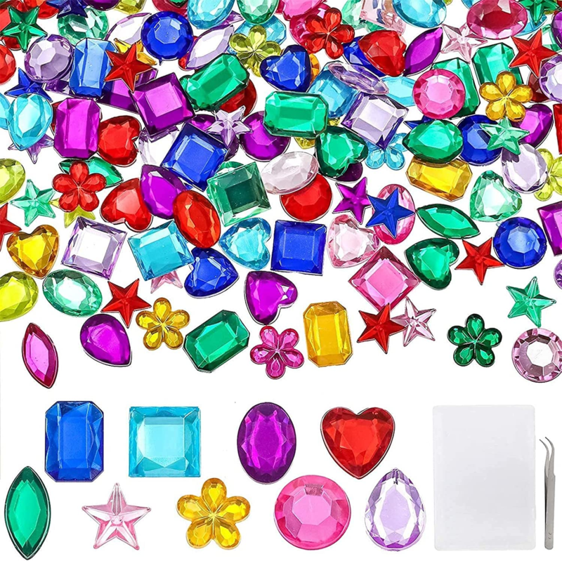 360Pcs Craft Gems Jewels Acrylic Flatback Rhinestones Gemstone for Arts and Craf