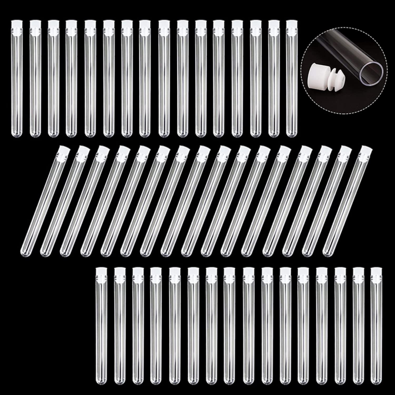 48 Pack Plastic Tubes with Caps, 16X150Mm(25Ml) Plastic Test Tubes for Lash Wand