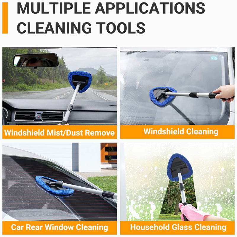 Astroai Windshield Cleaner, Microfiber Car Window Cleaner with 4 Reusable and Wa