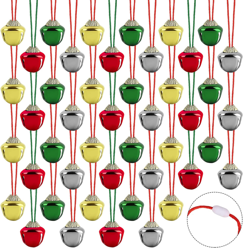 48 Pieces Christmas Jingle Bell Necklaces Christmas Gift Bell Necklaces Toys wit