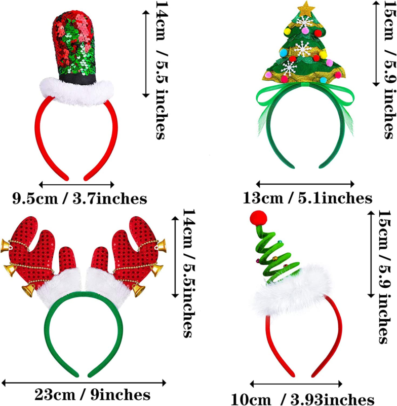 6 Pack Creative Christmas Headband Elves Leg Headband Christmas Tree Hats Reinde
