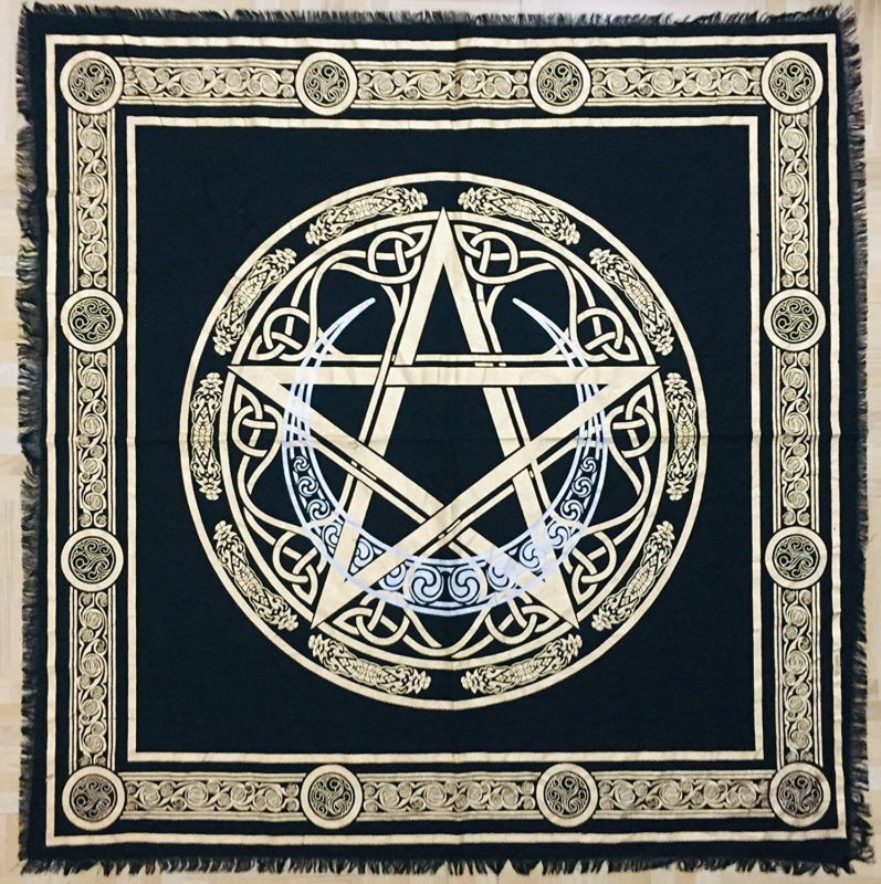 Altar Cloth Crescent Pentagram Witchcraft Alter Tarot Spread Top Cloth Wiccan Sq