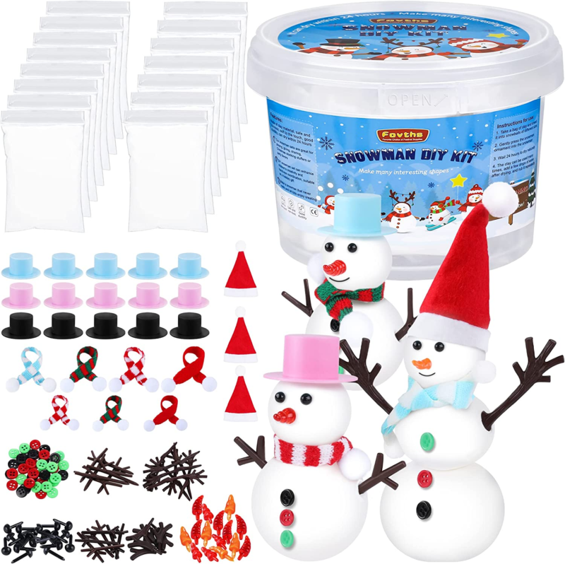 15 Pack Christmas Snowman Making Kit Snowman DIY Craft Kit Build a Cute Snowman