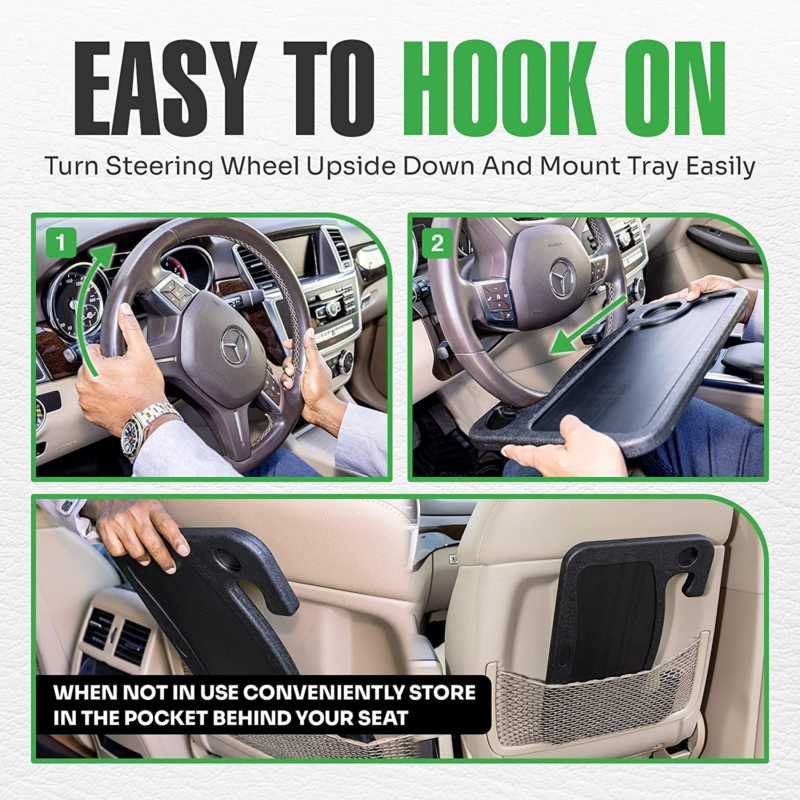 Auto Steering Wheel Desk, Laptop, Tablet, Ipad or Notebook Car Travel Table, Foo