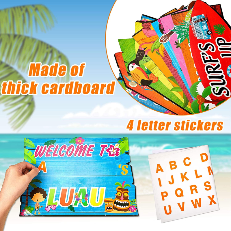 20 Pieces Luau Aloha Party Welcome Sign, Tropical Hawaiian Summer Themed Party D