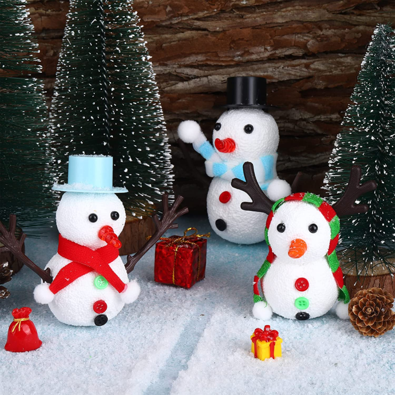 12 Pieces Build Snowman Christmas Snowman Making Kit Foam Putty Snowman DIY Craf