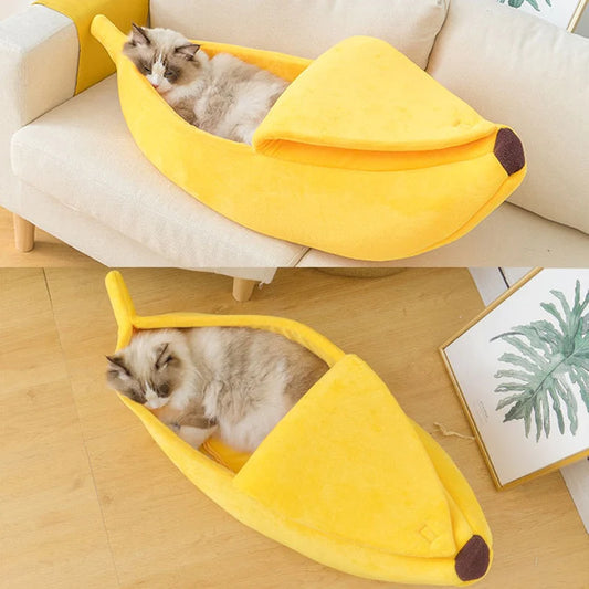 Funny Banana Cat Bed House Cute Cozy Cat Mat Beds Warm Durable Portable Pet Basket Kennel Dog Cushion Cat Supplies
