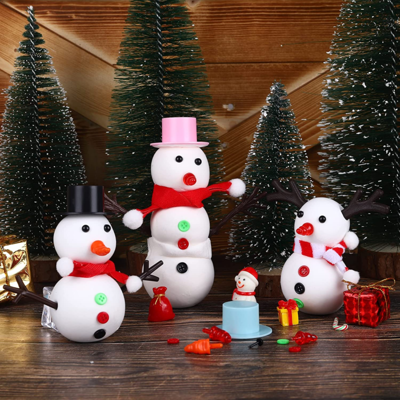 12 Pack Christmas Snowman DIY Kit Build Snowman Modeling Clay Toys Snowman Craft