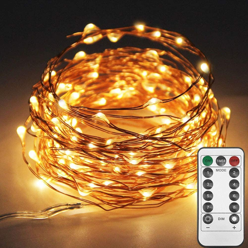 33Ft 100LED Copper Wire String Lights Fairy String Lights 8 Modes LED String Lig
