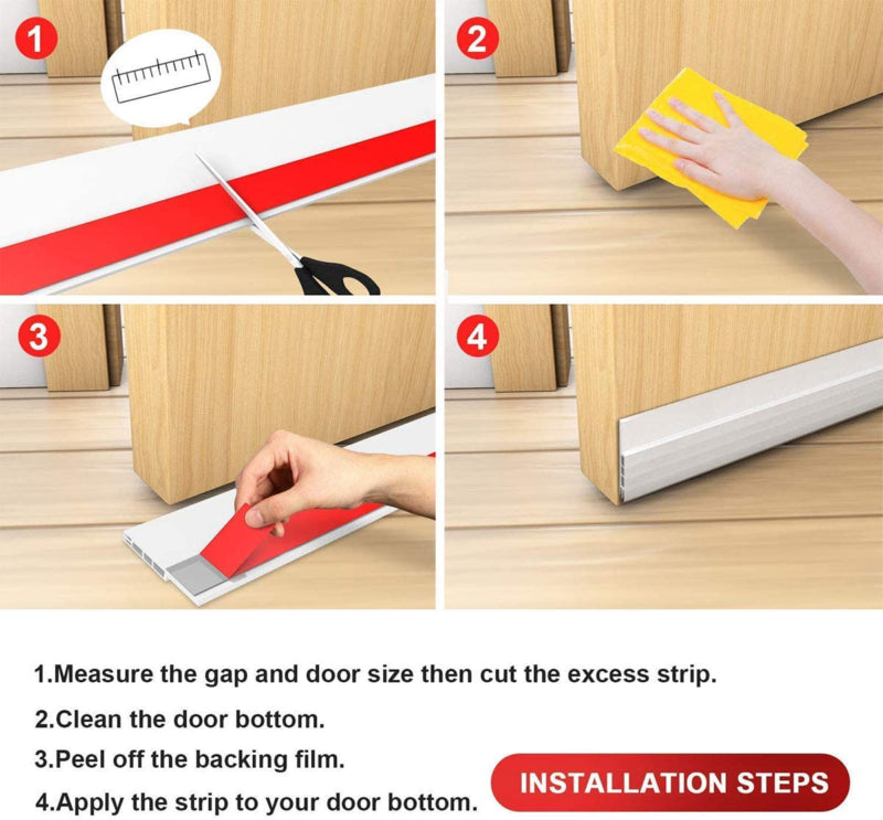 2 Pack Door Draft Stopper，Door Sweep for Exterior & Interior Doors,Door Bottom S