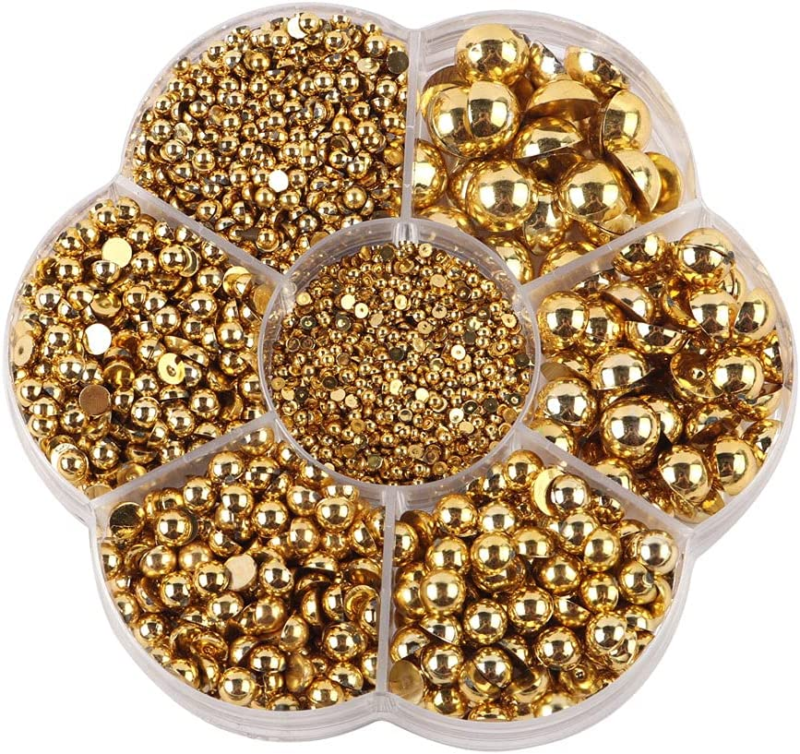 3000Pcs 1 Box Pearls Beads round Flatback Imitation Half Loose Beads Gem Assorte
