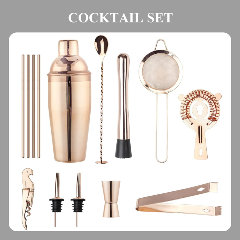 Bar Set Cocktail Shaker Set with Stand, Mixology Bartender Kit, Cocktail Kit Bar