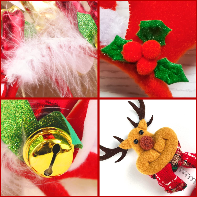 16 Styles Christmas Headbands, Santa Reindeer Snowman Headband for Christmas Hol