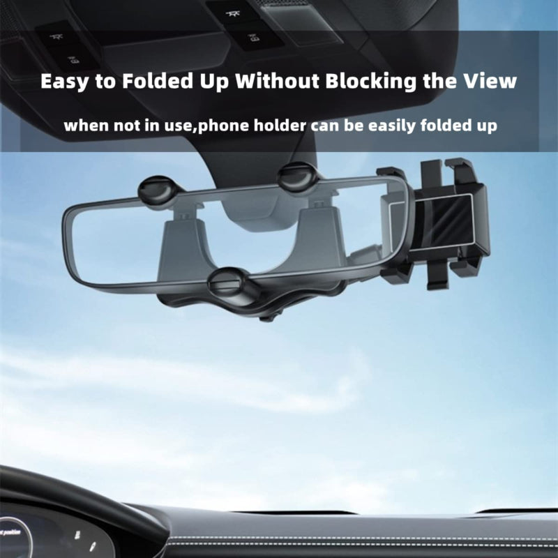 360° Rotatable Rear View Phone Holder for Car, Swivel View and Retractable Rearv