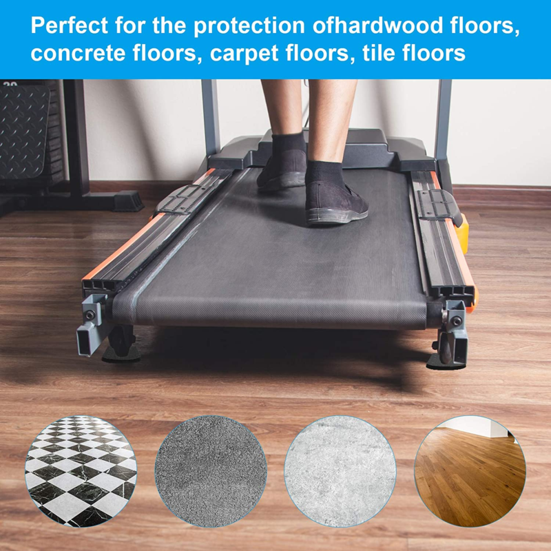 4Pcs Treadmill Mats, High Density Equipment Pads Noise Reduction for Floor Prot