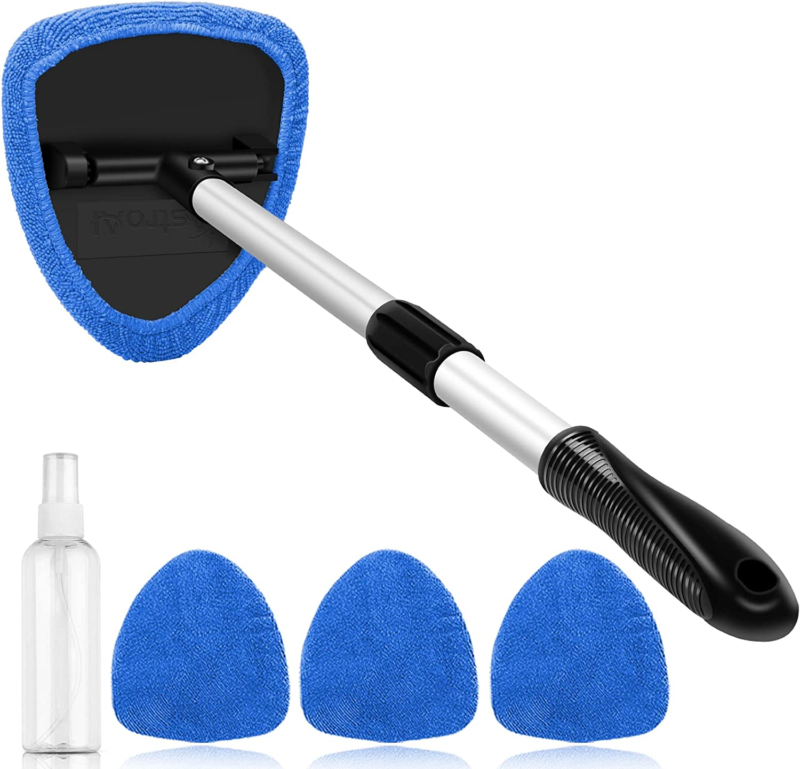 Astroai Windshield Cleaner, Microfiber Car Window Cleaner with 4 Reusable and Wa