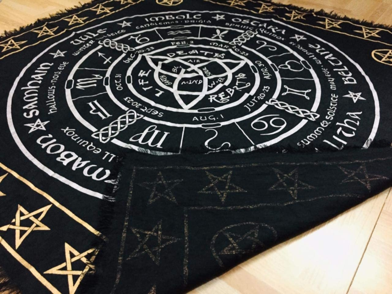Altar Cloth Pagan Wheel Witchcraft Alter Tarot Spread Top Cloth Wiccan Square Sp