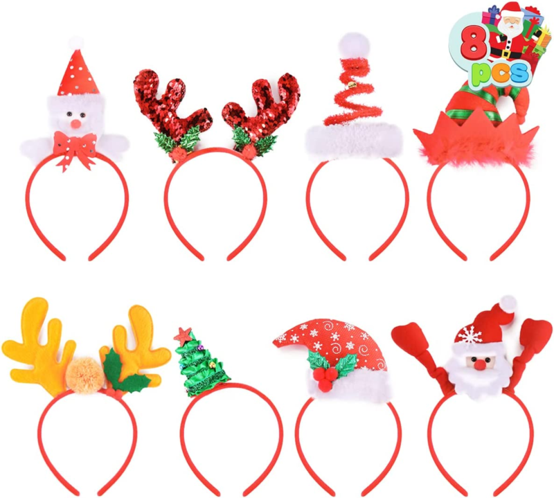 8 Packs Christmas Headbands Christmas Head Hat Toppers Christmas Costume Accesso